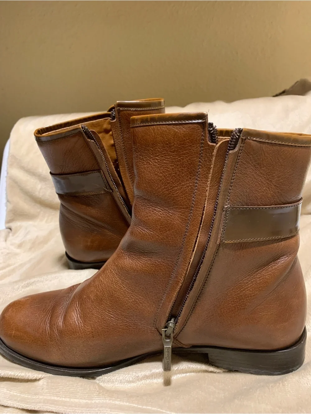 Franco Cuadra Brown Leather Ankle Booties with Buckle - Boho Chic Women Low Heel